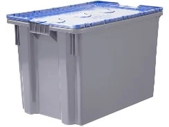 Ящик полимерный 600х400х415 Safe PRO гл. дно / сплошной серый с синей крышкой